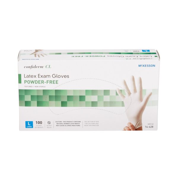 McKesson Confiderm Large Non-Sterile Latex Exam Gloves with Textured Fingertips * Ivory, Standard Cuff - Image 5