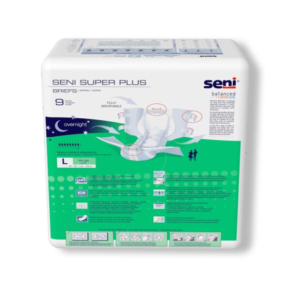 Seni Super Plus Large Unisex Adult Incontinence Brief with Heavy Absorbency (Part Number: S-LA09-BP1) - Image 8