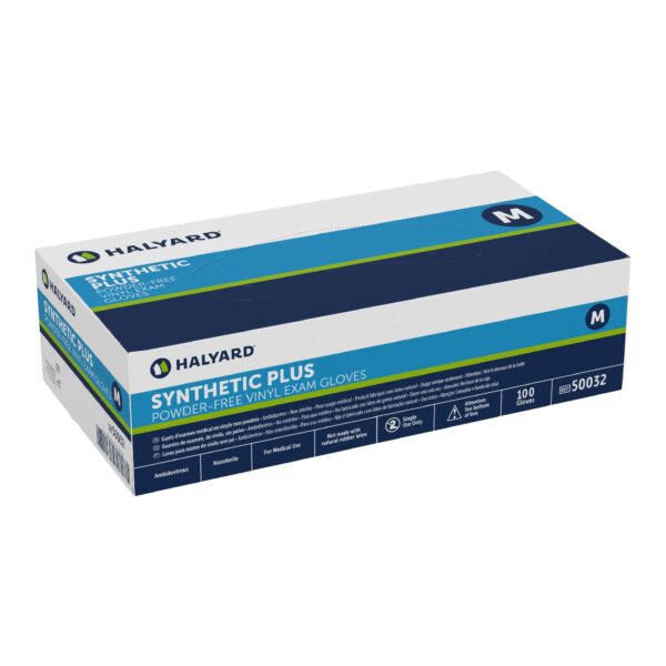 Halyard 50032 Medium Non-Sterile Vinyl Exam Gloves * Smooth White, Standard Cuff Length - Image 3