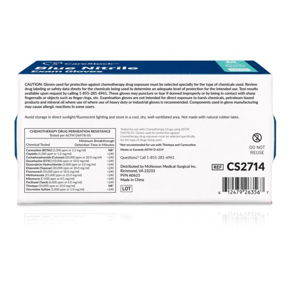 CareStock Medium Non-Sterile Nitrile Exam Gloves with Textured Fingertips and Chemo Testing - Blue, Part CS2714 - Image 9