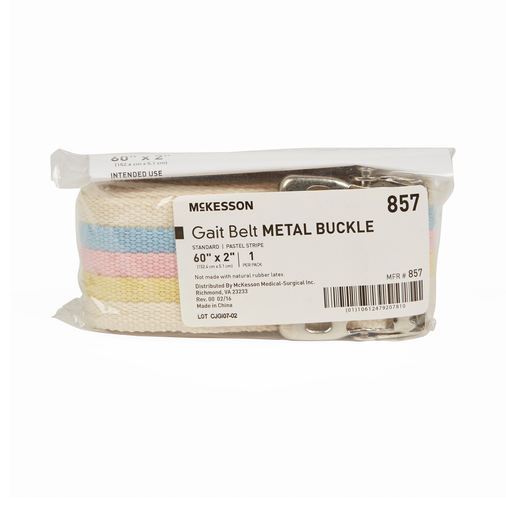 McKesson 864670 Gait Belt - 60 Inch Pastel Stripe Polyester for Patient Mobility and Handling