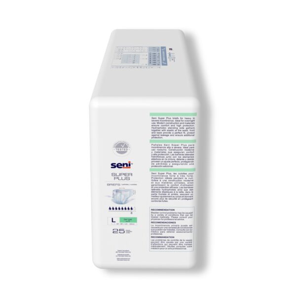 Seni Super Plus Large Unisex Adult Incontinence Brief with Heavy Absorbency - Part Number S-LA25-BP1 - Image 6
