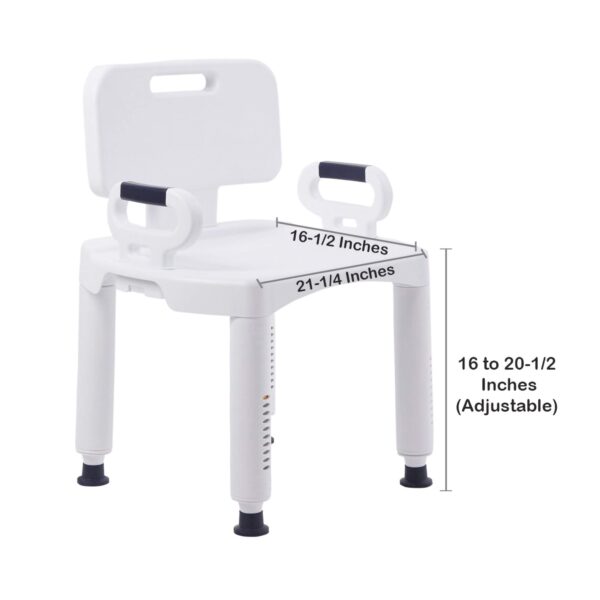 McKesson Bath Bench with Removable Arms and Backrest * 21-1/4 Inch Seat Width, Plastic Frame, Supports up to 350 lbs. - Image 3