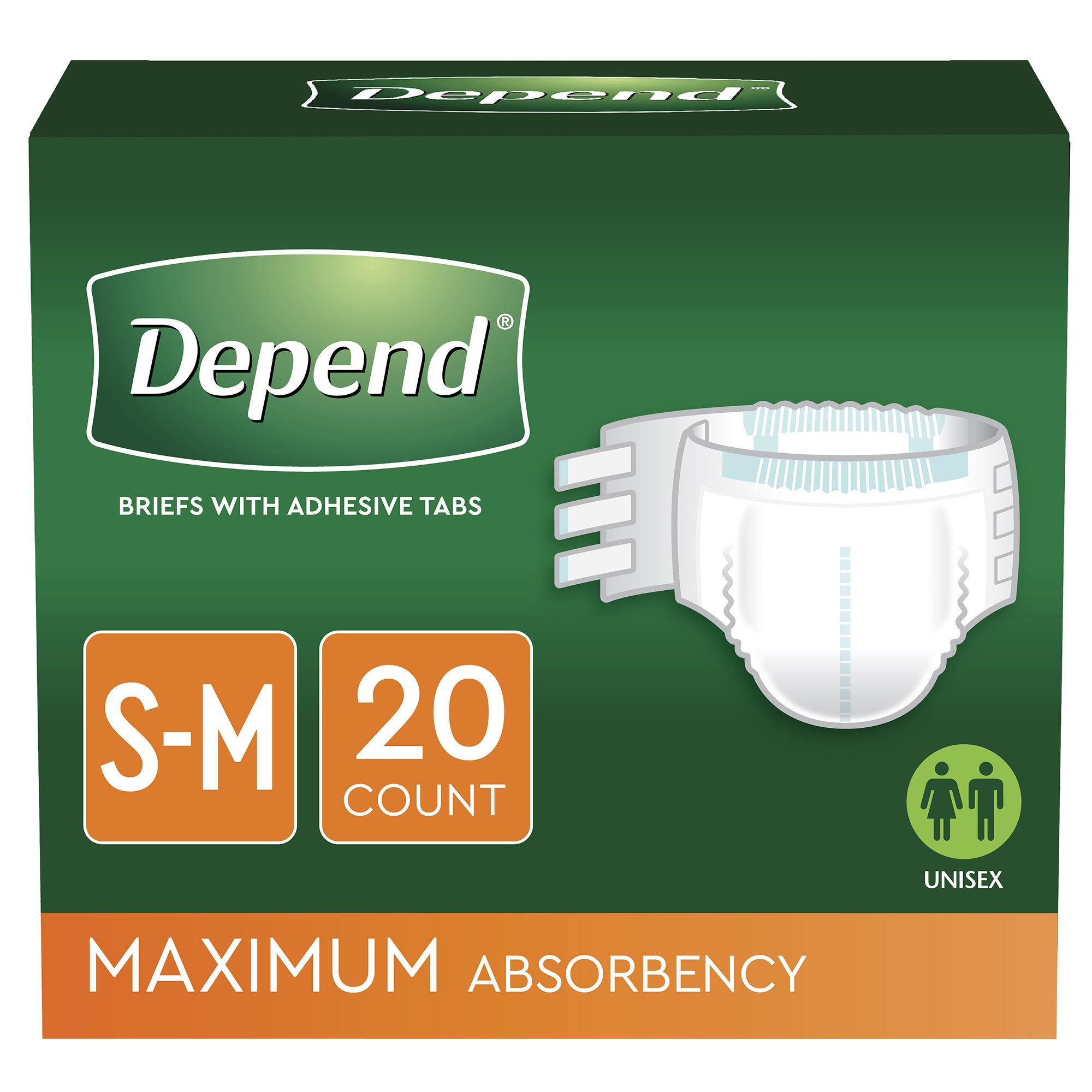 Depend Unisex Adult Incontinence Brief Small/Medium Disposable Heavy Absorbency - Part #35456