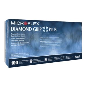Diamond Grip Plus Small NonSterile Latex Exam Gloves by DGP - Fully Textured, Standard Cuff, White