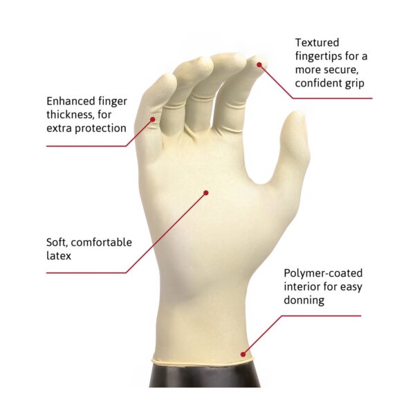 Microflex Diamond Grip Small Latex Exam Gloves - Textured Fingertips, Ambidextrous Design - Image 3