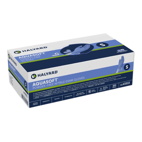 Aquasoft Small Nitrile Exam Gloves - Blue, Textured Fingertips, Chemo Tested, Standard Cuff - Image 3