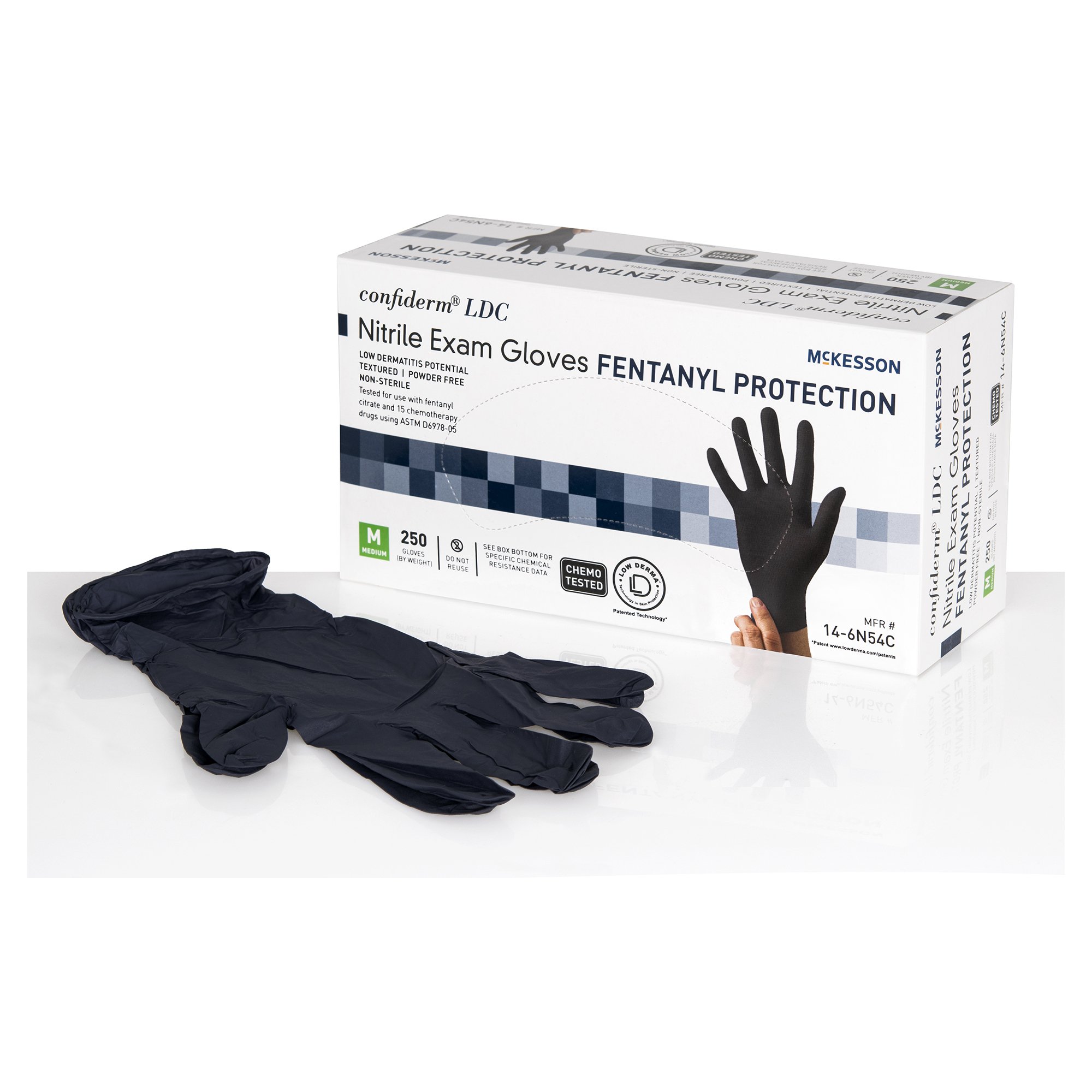 McKesson Confiderm LDC Medium Non-Sterile Nitrile Exam Gloves * Chemo & Fentanyl Tested with Textured Finish