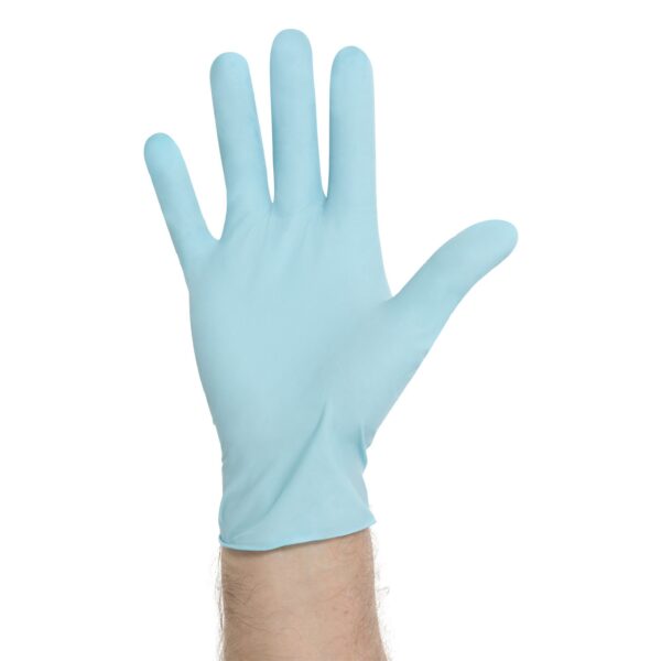 Brand Name Exam Glove Blue Nitrile Large - Standard Cuff Length, Textured Fingertips, Non-Sterile, Beaded Cuff - Image 3