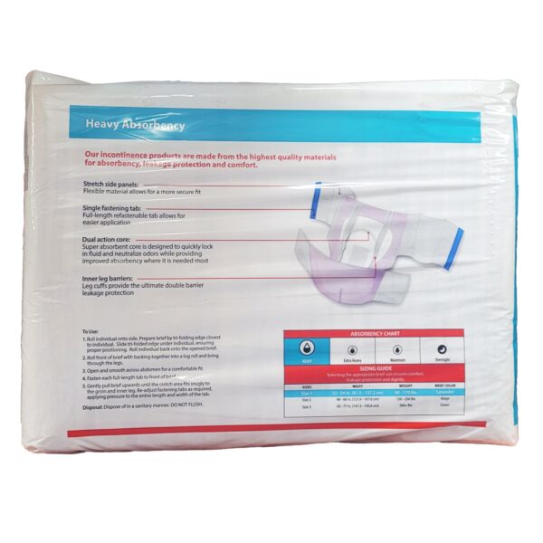 Prevail Unisex Adult Incontinence Briefs Plus Size 1 with Heavy Absorbency - Part Number 66063S - Image 3