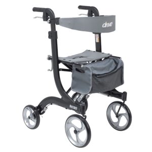 Drive Nitro Black 4-Wheel Rollator with Adjustable Height and Folding Aluminum Frame * RTL10266BK-T