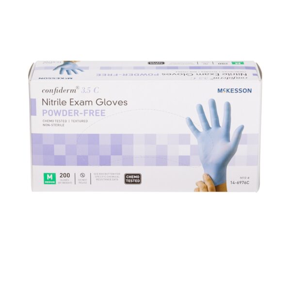 McKesson Confiderm 3.5C Medium Nitrile Exam Gloves with Textured Fingertips and Beaded Cuff - Image 6