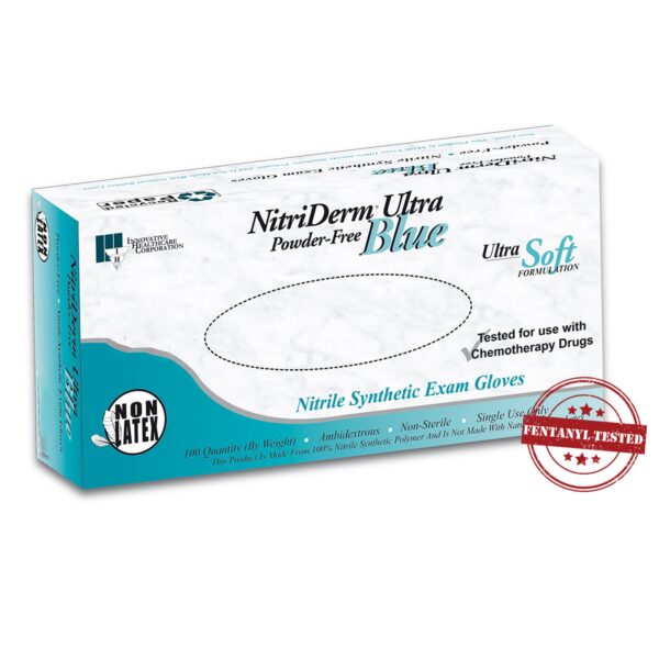 NitrileDerm Ultra Blue Small Exam Gloves - Textured, Chemo & Fentanyl Tested by Brand (Part 157100) - Image 2
