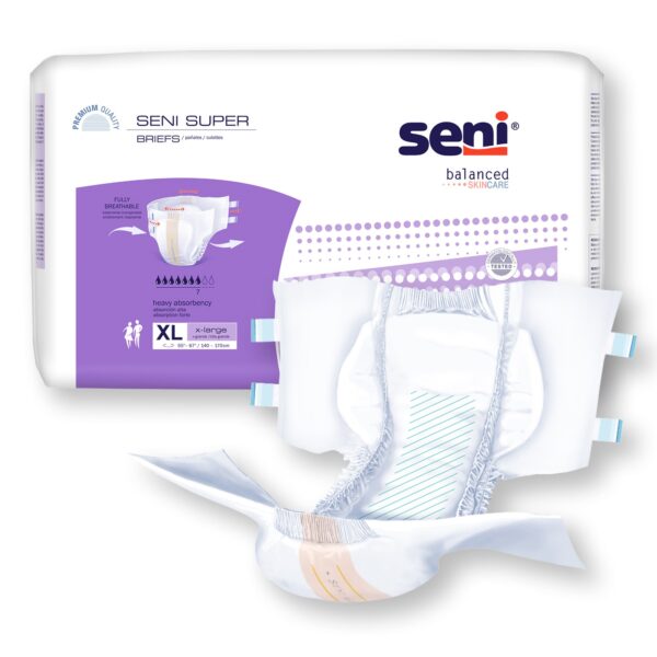 Seni Super X-Large Unisex Adult Incontinence Brief - Heavy Absorbency with Rapid Dry System - Image 5