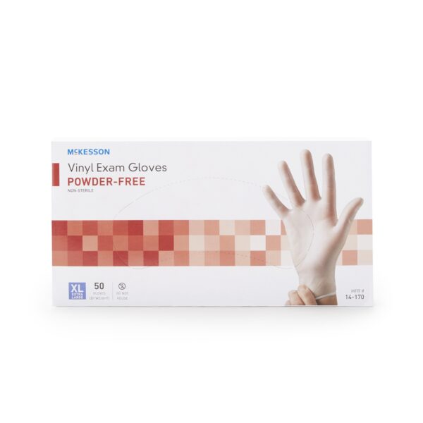 McKesson Confiderm X-Large Vinyl Exam Gloves - Clear, Non-Sterile, Standard Cuff - Image 5
