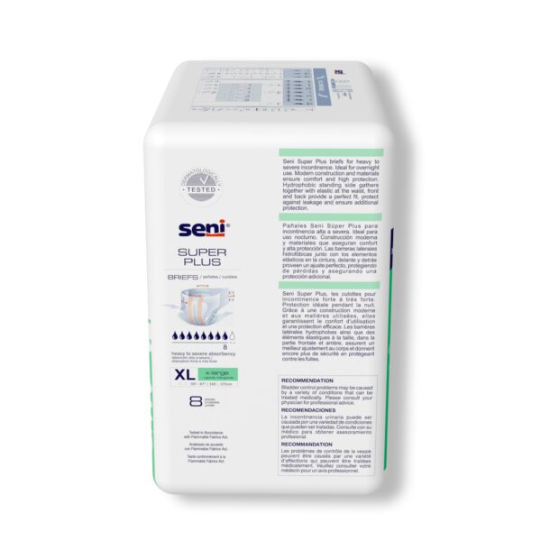 Seni Super Plus X-Large Unisex Adult Incontinence Brief with Heavy Absorbency - Part Number S-XL08-BP1 - Image 6