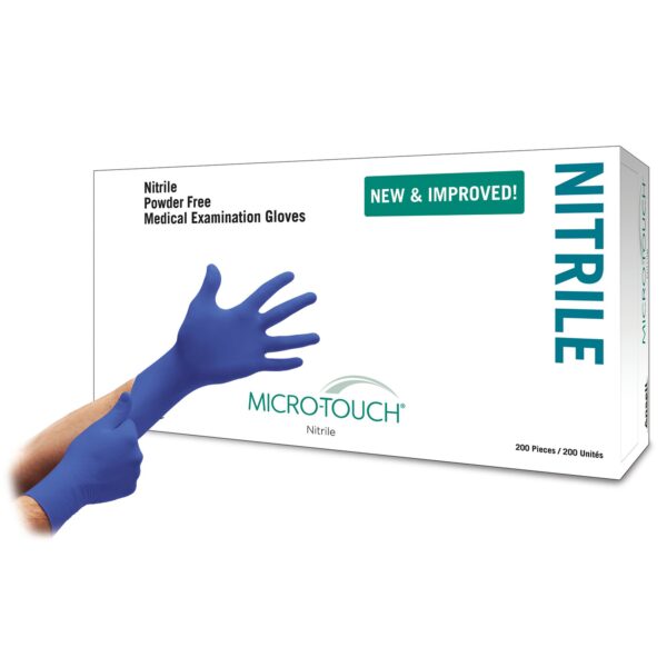 Micro-Touch Nitrile Exam Gloves Large by MedPro - Chemotherapy Tested, NonSterile, Textured Fingertips, Blue