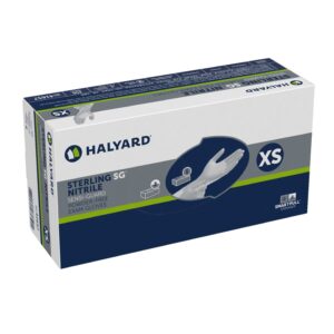 Halyard Health Sterling SG X-Small Nitrile Exam Gloves * Chemotherapy Tested, Textured Fingertips, Gray