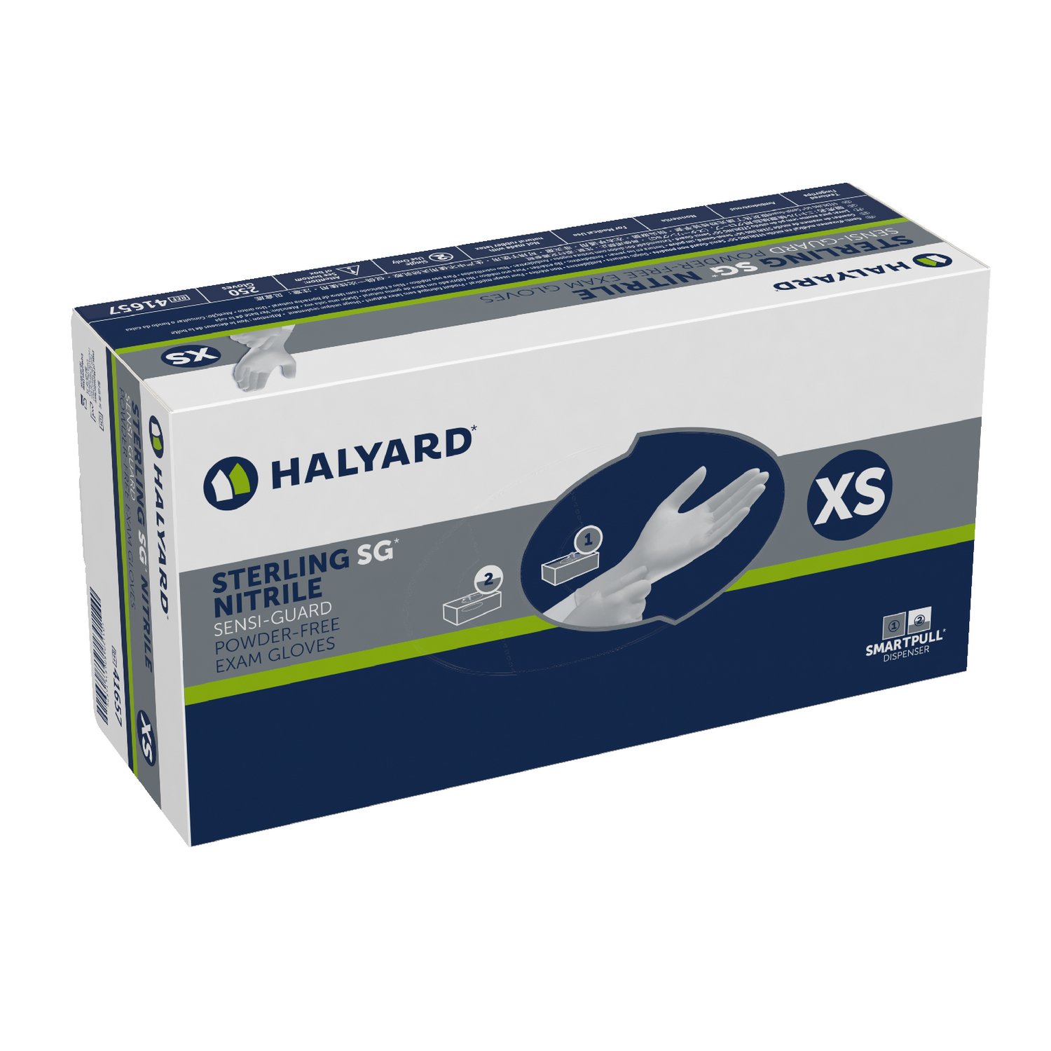 Halyard Health Sterling SG X-Small Nitrile Exam Gloves * Chemotherapy Tested, Textured Fingertips, Gray