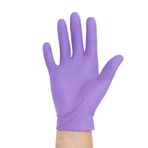 Halyard Purple Nitrile Exam Gloves - Large, Sterile, Textured Fingertips, Standard Cuff