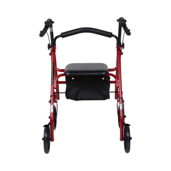 McKesson 4 Wheel Rollator with Adjustable Height and Folding Steel Frame - Red - Image 4