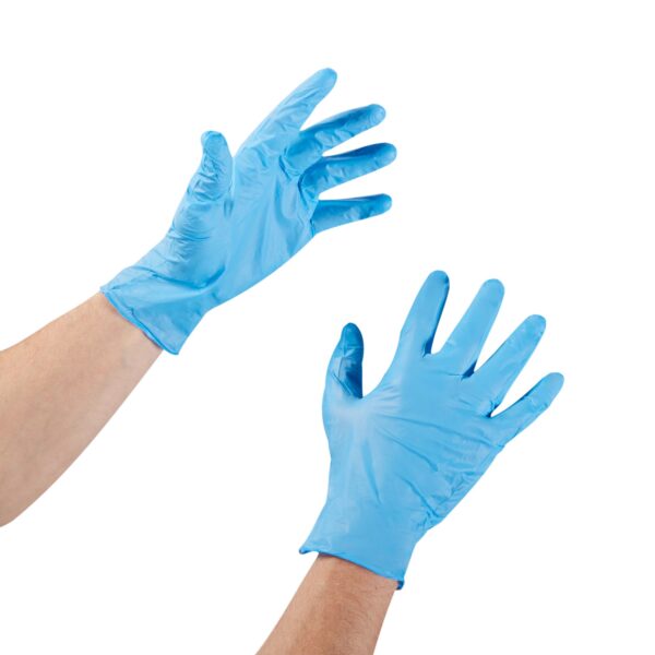 McKesson Confiderm 14-688 Large Blue Nitrile Exam Gloves with Textured Fingertips * Non-Sterile, Standard Cuff Length - Image 7