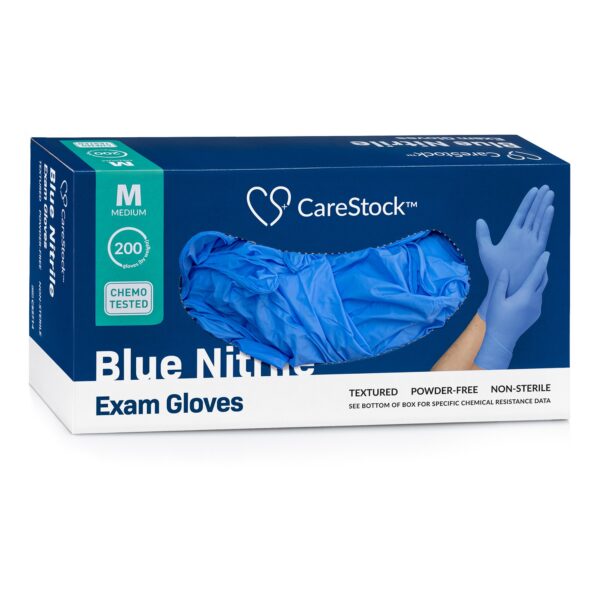 CareStock Medium Nitrile Exam Gloves with Textured Fingertips - Blue, Chemo Tested, Standard Cuff by CareStock CS2714 - Image 10