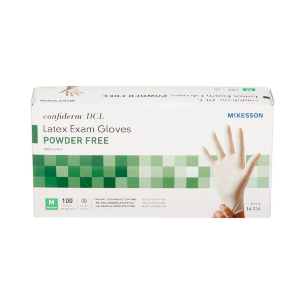 McKesson Confiderm Medium Non-Sterile Latex Exam Gloves with Standard Cuff and Beaded Design - Image 5