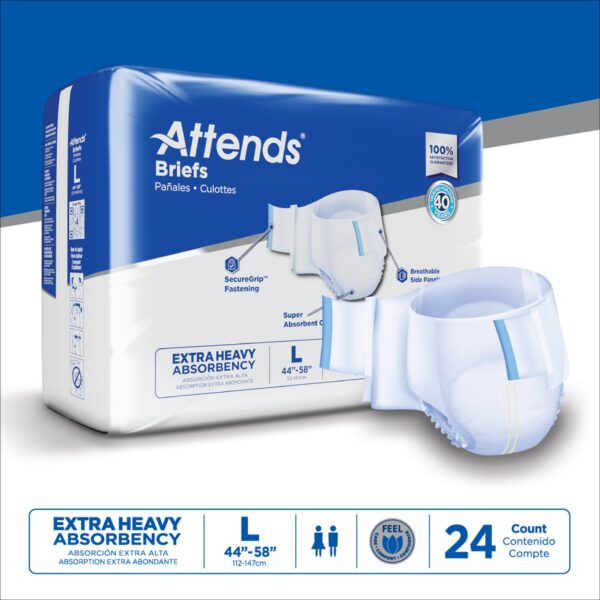 Attends Care Advanced Large Unisex Adult Incontinence Brief with Heavy Absorbency (Part No. DDP30) - Image 9