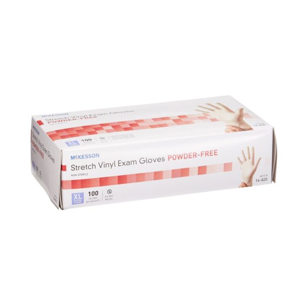 McKesson X-Large Non-Sterile Stretch Vinyl Exam Gloves - Ivory, Standard Cuff, Smooth Finish - Image 6