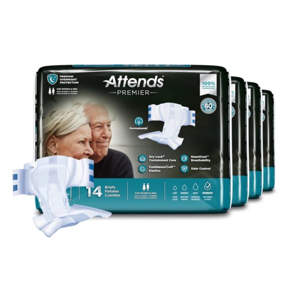 Attends Premier Medium Unisex Adult Incontinence Brief - Heavy Absorbency, 20 Pack - Image 5