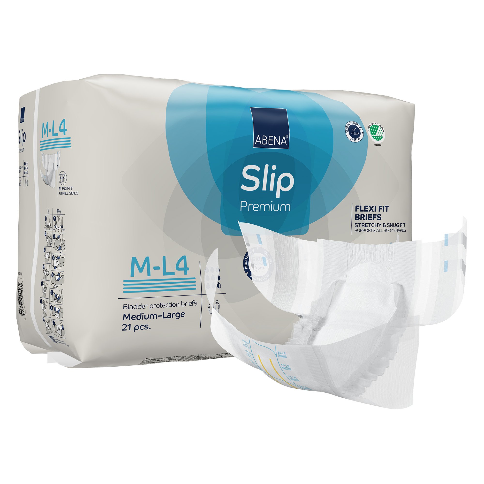 Abena Slip Flexi Fit Incontinence Briefs Medium/Large - Heavy Absorbency, Refastenable Tabs, Breathable Backing