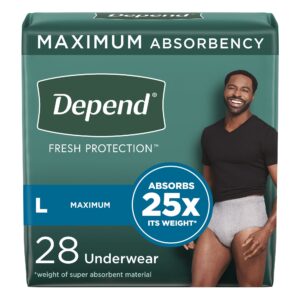 Depend Fresh Protection Large Absorbent Male Underwear with Confident Core Technology