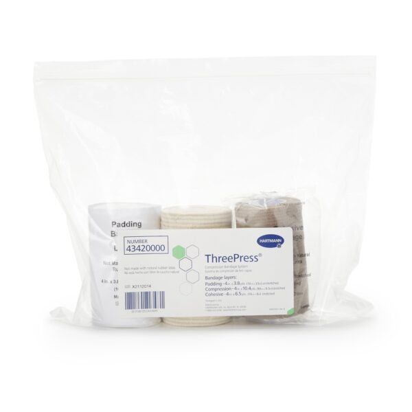 3 Layer Compression Bandage System by ThreePress - Self-Adherent Closure, Tan/White, 35-40 mmHg - Image 2