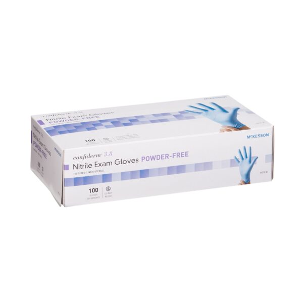 McKesson Confiderm 14-688 Large NonSterile Nitrile Exam Gloves with Textured Fingertips and Beaded Cuffs - Image 6