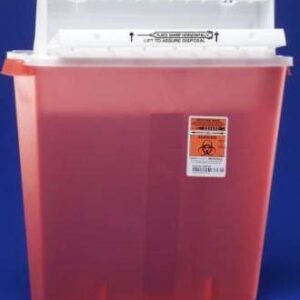 SharpStar In-Room Sharps Container with Counterbalance Lid, 4 Gallon Capacity, Translucent Red