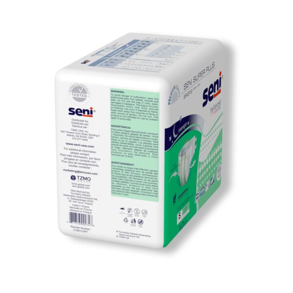 Seni Super Plus Small Unisex Adult Incontinence Brief with Heavy Absorbency - Part No. S-SM12-BP1 - Image 7