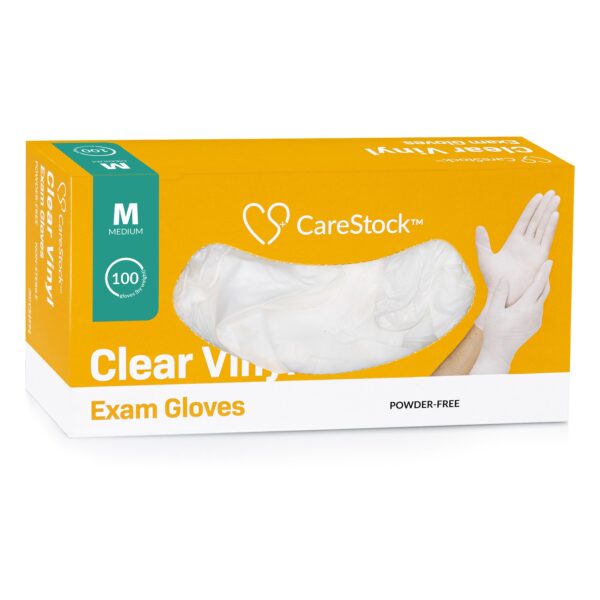 CareStock Medium Non-Sterile Vinyl Exam Gloves with Standard Cuff * Clear, Smooth Finish - Image 10