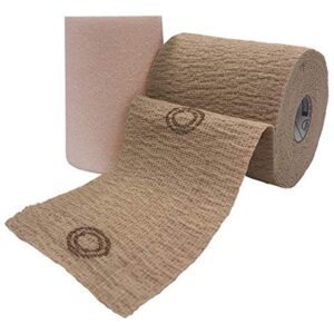 2 Layer Compression Bandage System CoFlex TLC Calamine with Indicators by 3M, 4 Inch x 6 or 7 Yards, Tan, Self-Adherent, 25-30 mmHg Compression