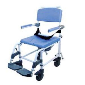Healthline EZee Life Commode and Shower Chair with Padded Flip-Back Arms and Aluminum Frame, 18-Inch Seat Width