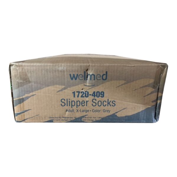Welmed Unisex Adult X-Large Slipper Socks with Single Tread * Gray | Part Number 1720-409 - Image 3