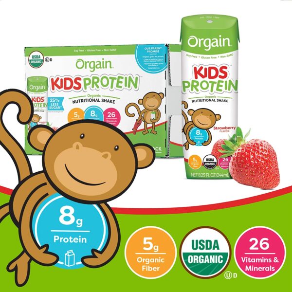 Orgain Kids Organic Strawberry Flavor Pediatric Nutritional Shake - 8.25 oz - Image 4