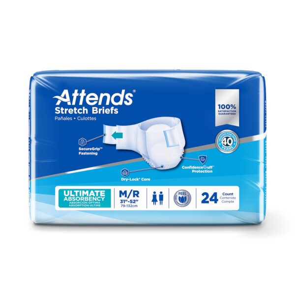 Attends Unisex Adult Incontinence Brief Stretch Medium / Regular - Heavy Absorbency (Part Number: DDSMR) - Image 2