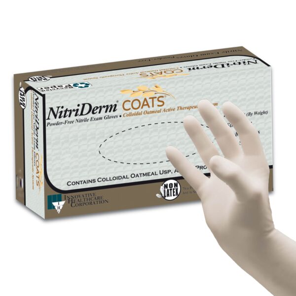 Exam Glove NitriDerm COATS Medium Non-Sterile Nitrile - Fully Textured, Standard Cuff Length, White