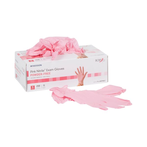 McKesson Pink Nitrile Exam Gloves - Small, Non-Sterile, Textured Fingertips, Standard Cuff Length