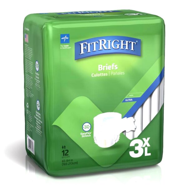 FitRight Bariatric 3X-Large Unisex Adult Incontinence Brief - Heavy Absorbency, Disposable