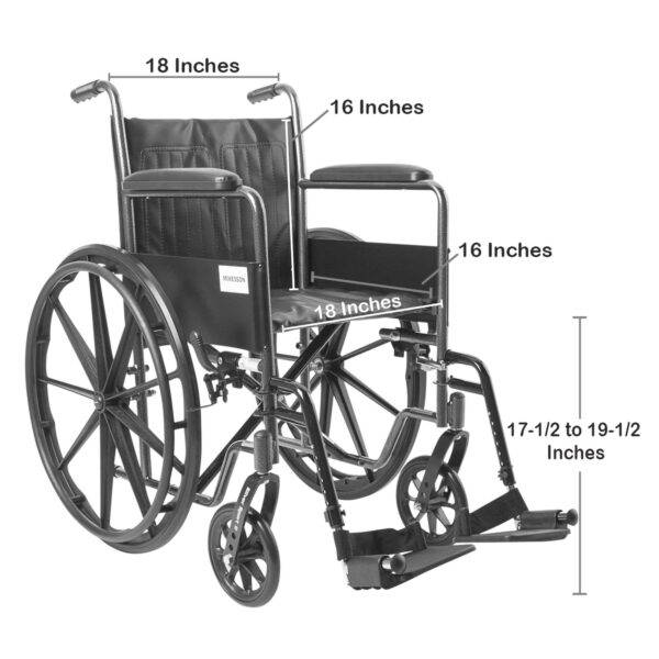 McKesson Dual Axle Full Length Arm Wheelchair with Swing-Away Footrests, 18-Inch Seat, 300 lbs Capacity - Image 3