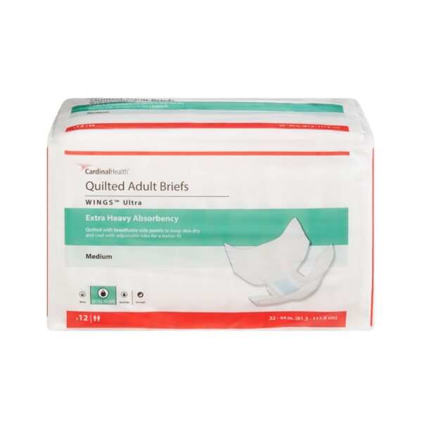 Attends Unisex Adult Incontinence Briefs with Wings, Ultra Medium, Heavy Absorbency, Part No. 77073