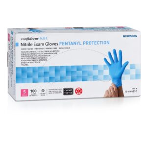 McKesson Confiderm 14-6N621C Small Non-Sterile Nitrile Exam Gloves * Blue, Textured, Chemo & Fentanyl Tested
