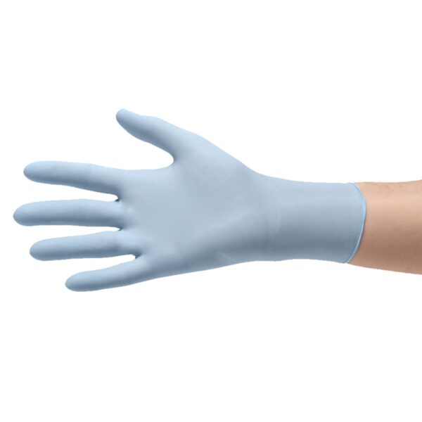 FLEXAL Comfort Large Nitrile Exam Gloves with Textured Fingertips - Blue, Chemo Tested (Part No. 88FS04L) - Image 4
